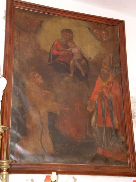 Tableau d'autel : Intercession de saint Antoine de Padoue et de saint Erasme auprès de la Vierge à l'Enfant en faveur des âmes du Purgatoire