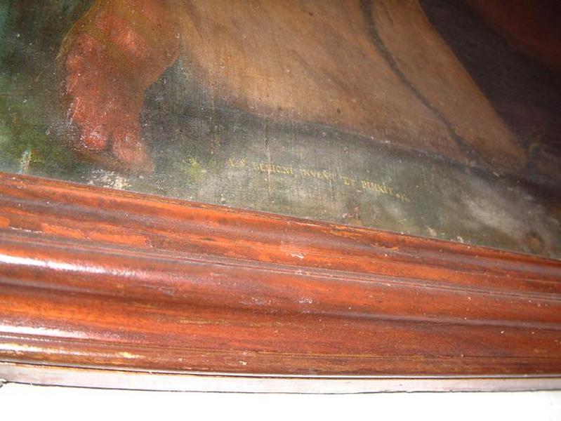 Vue d'ensemble de l'inscription figurant dans le coin inférieur gauche.