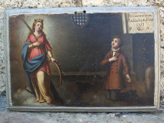Tableau ex-voto : Bonaventura Pericchi prisonnier des geôles barbaresques implorant sainte Catherine d'Alexandrie