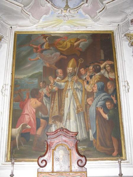 Tableau d'autel : Le Miracle de saint Alexandre Sauli, cadre