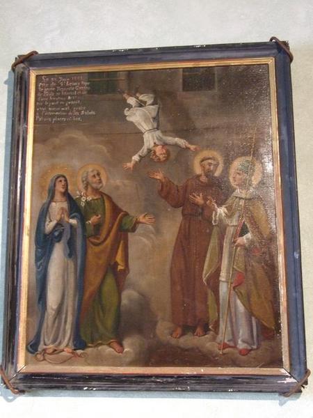 Tableau, ex-voto : Remerciement à saint Léon pape, saint François d'Assise, saint Joseph et à l'Immaculée Conception après une chute