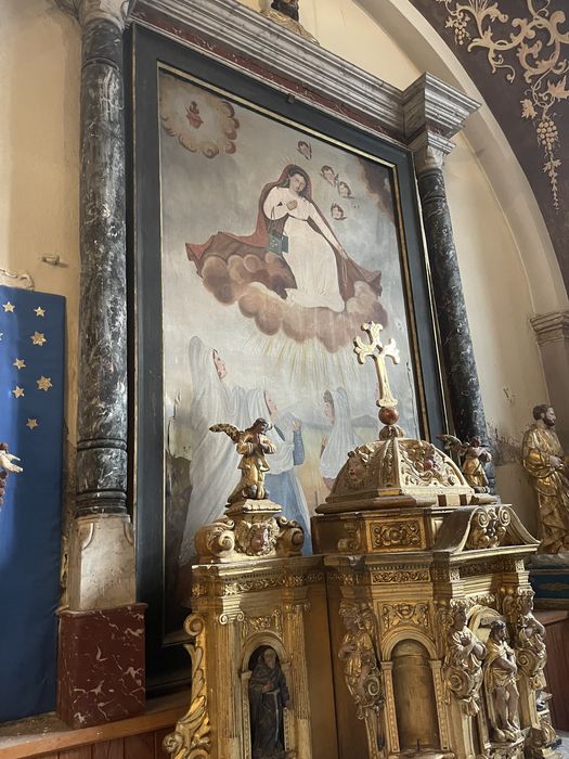 tableau : Vierge au Rosaire et deux pénitents blancs