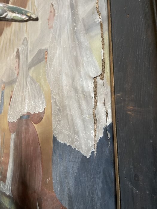 tableau : Vierge au Rosaire et deux pénitents blancs, détail