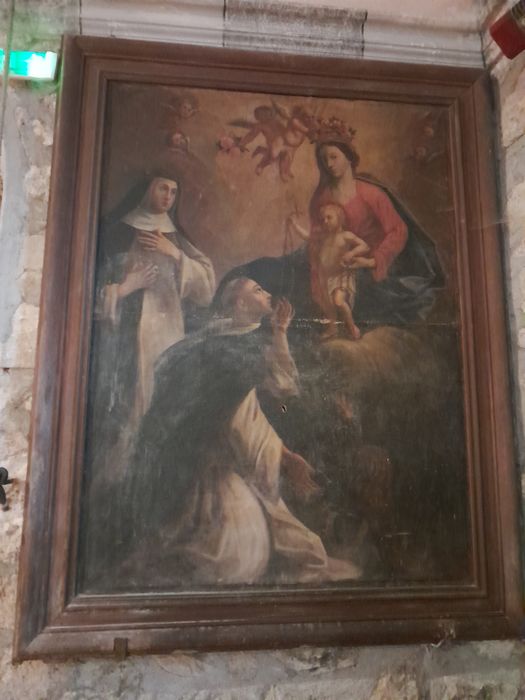 tableau : Saint Dominique recevant le rosaire, en présence de sainte Catherine de Sienne