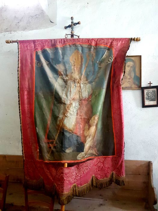 Bannière de procession : saint Claude, l'Adoration du saint Sacrement, saint Jean-Baptiste et saint Joseph