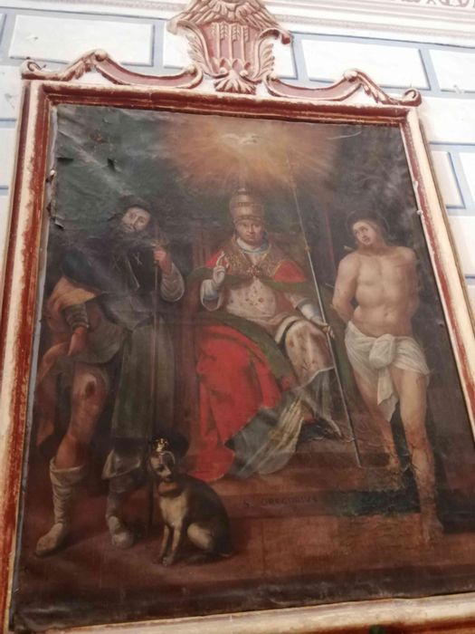 tableau : Saint Grégoire le Grand entre les saints Roch et Sébastien