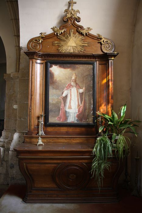 Autel latéral sud, retable et tableau : Calvaire