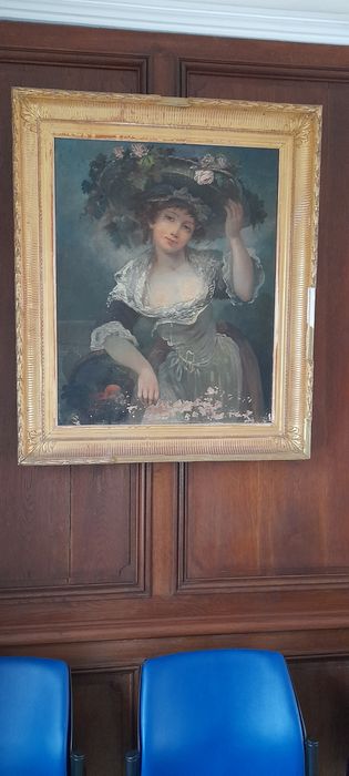 tableau : Femme au chapeau de fleurs
