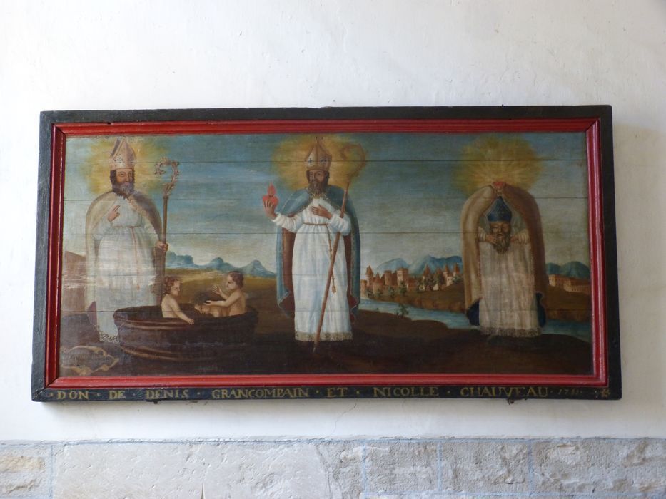 tableau (panneau peint) : Saint Nicolas, saint Augustin et saint Denis