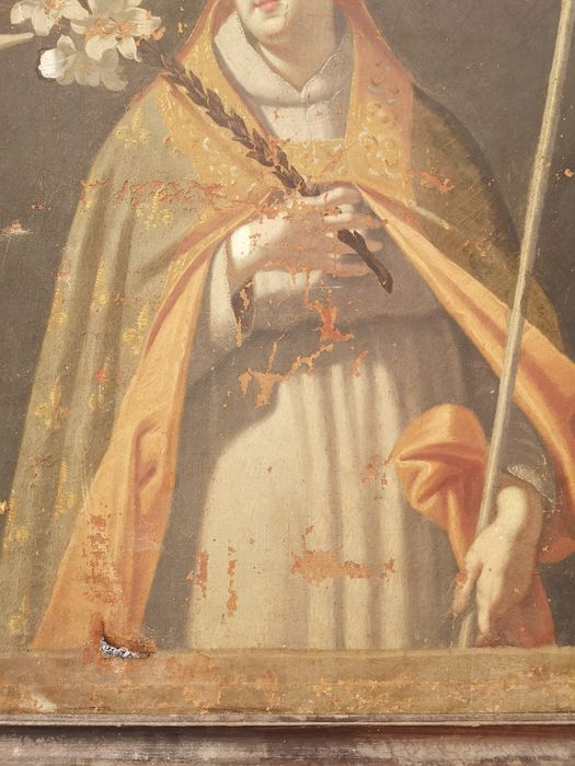 tableau : Saint Louis d'Anjou, évêque de Toulouse, détail - © Ministère de la Culture (France), Collectif Objets – Tous droits réservés