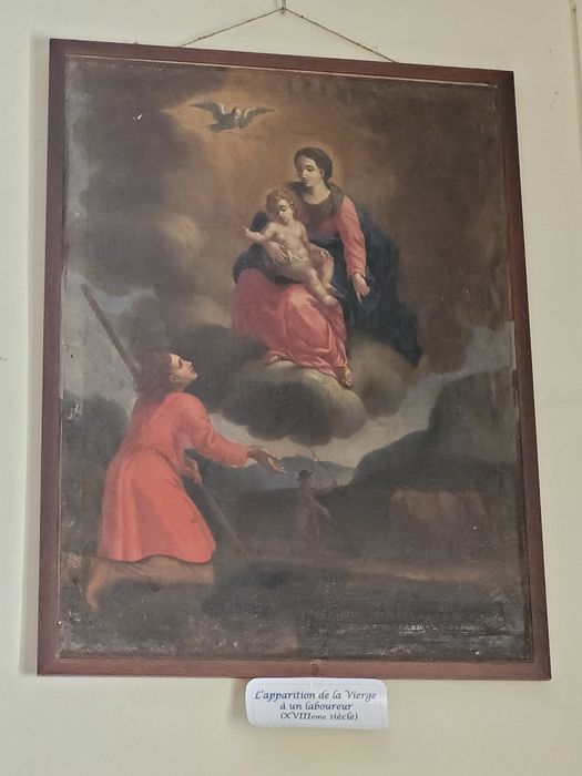 tableau ex-voto : Vierge et l’Enfant apparaissant à un laboureur