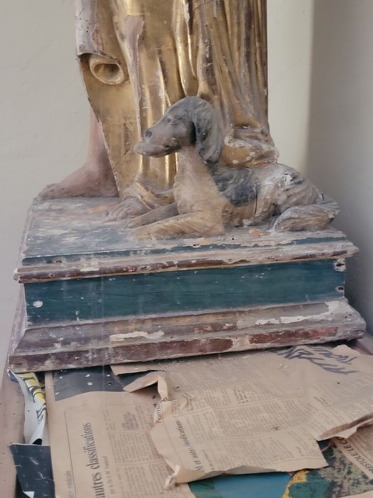 statue : Saint Roch et son chien, détail