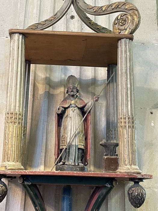 statue (statuette) de bâton de procession : Saint évêque