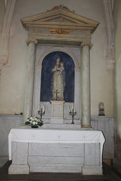 autel de la chapelle de la Vierge, retable, statue : Vierge