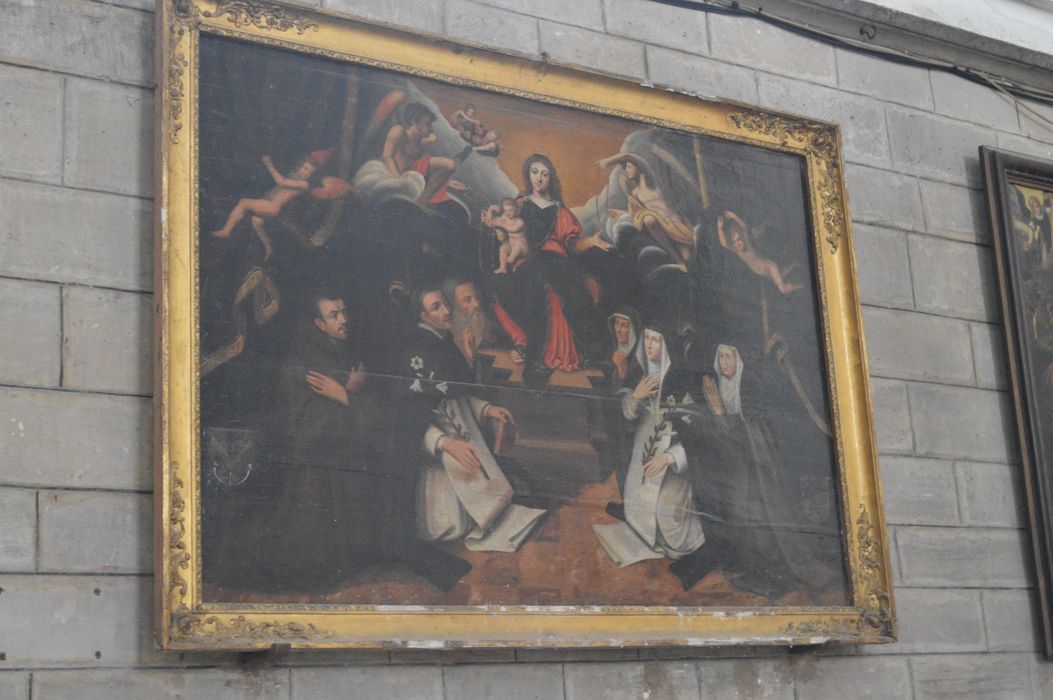 tableau : Institution du Rosaire avec saint Dominique, sainte Catherine-de-Sienne et des donateurs