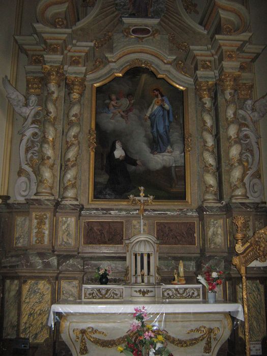 autel, retable de saint Omer, statue, tableau : Apparition du Sacré-Coeur à sainte Marguerite Marie Alacoque