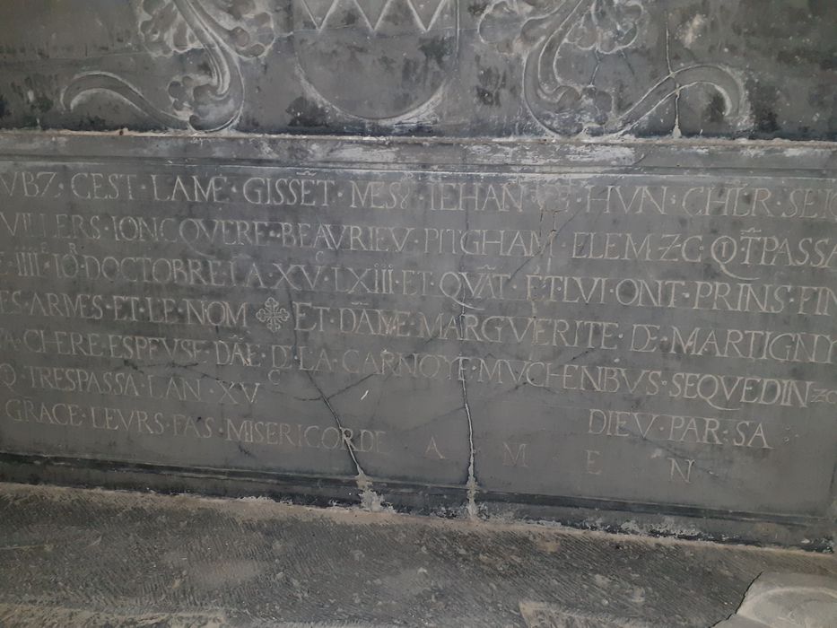 enfeu de Jean de Hun, mort en 1563 et de Marguerite de Martigny