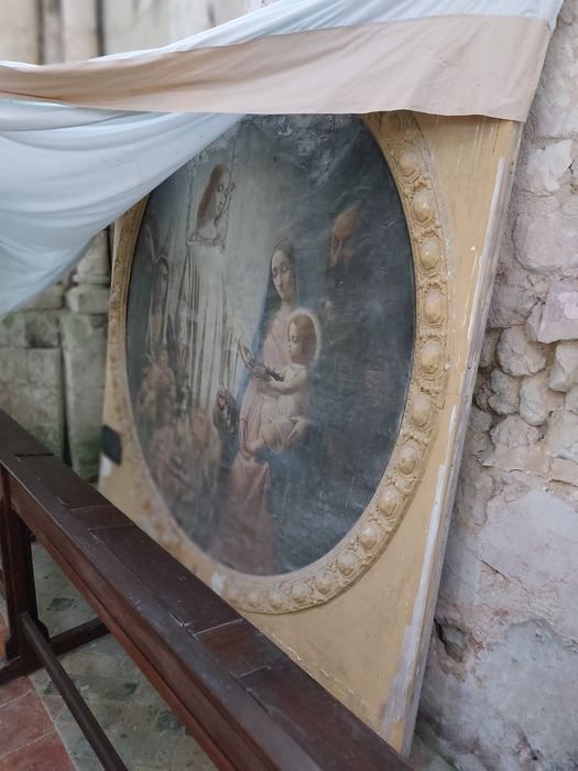 tableau : Ange présentant la couronne d'épines à l'Enfant Jésus