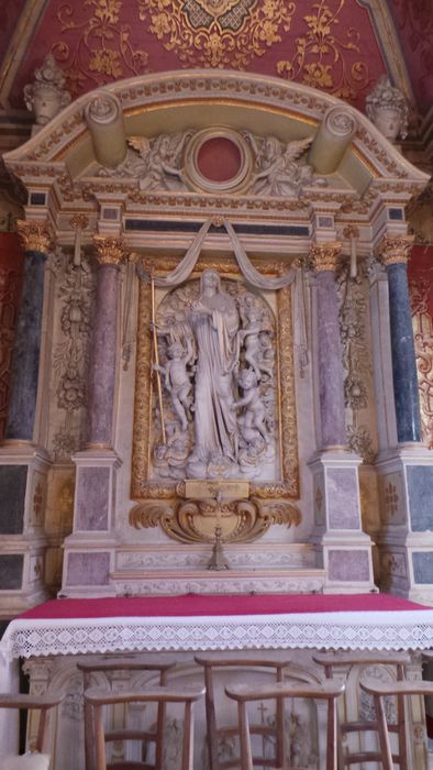 retable du transept, haut-relief : L'Apothéose de sainte Opportune, abbesse