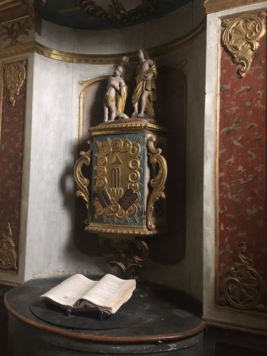 fonts baptismaux, groupe sculpté : Baptême du Christ