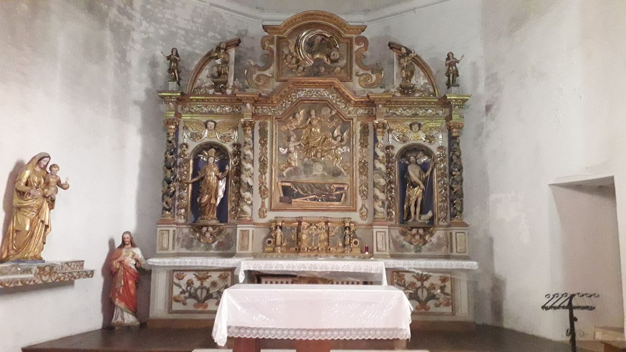 autel, retable, tabernacle, bas-relief : Assomption de la Vierge