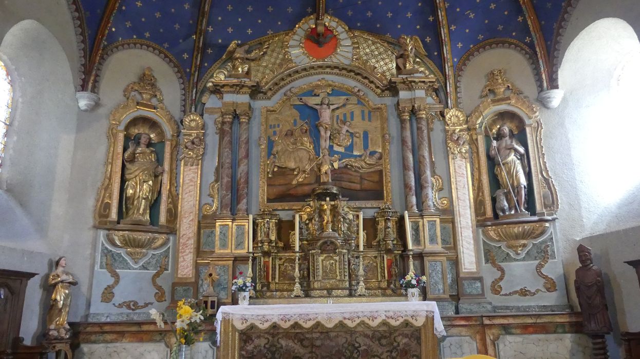 maître-autel, retable, tabernacle, statues : Saint Jean l'évangéliste, saint Jean-Baptiste