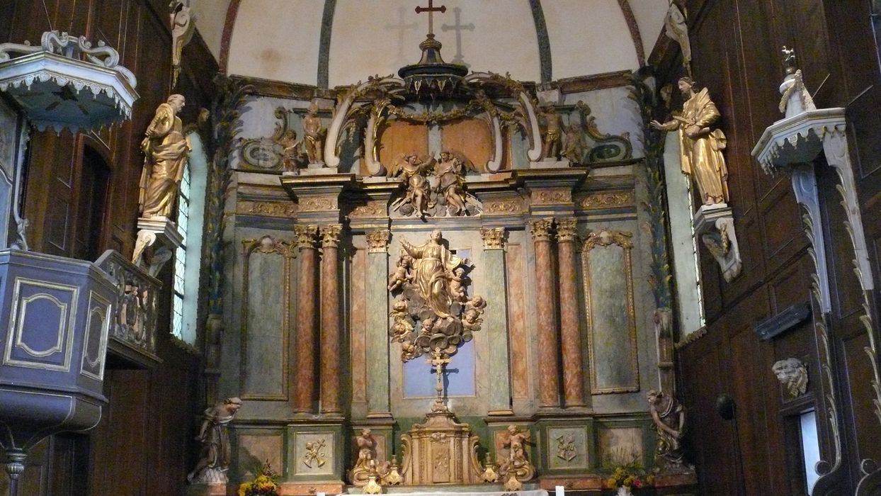 maître-autel, retable, haut-relief : Assomption de la Vierge