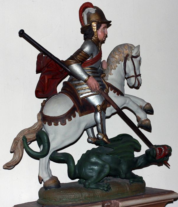 Statue de procession : Saint Georges terrassant le dragon