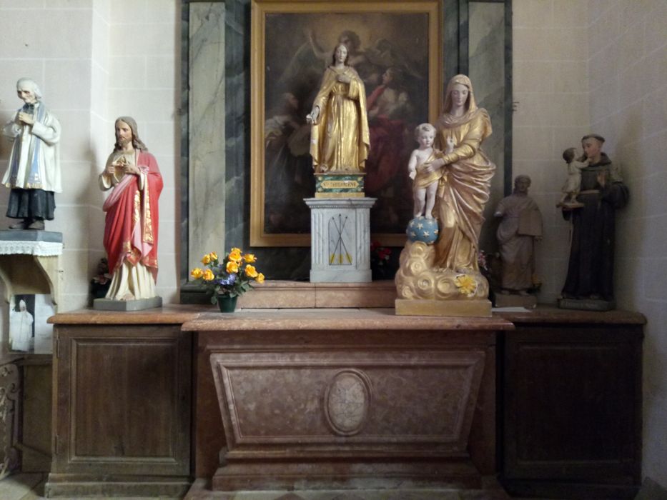 Retable avec deux statues : Saints Gervais et Saint Protais et un tableau : Résurrection