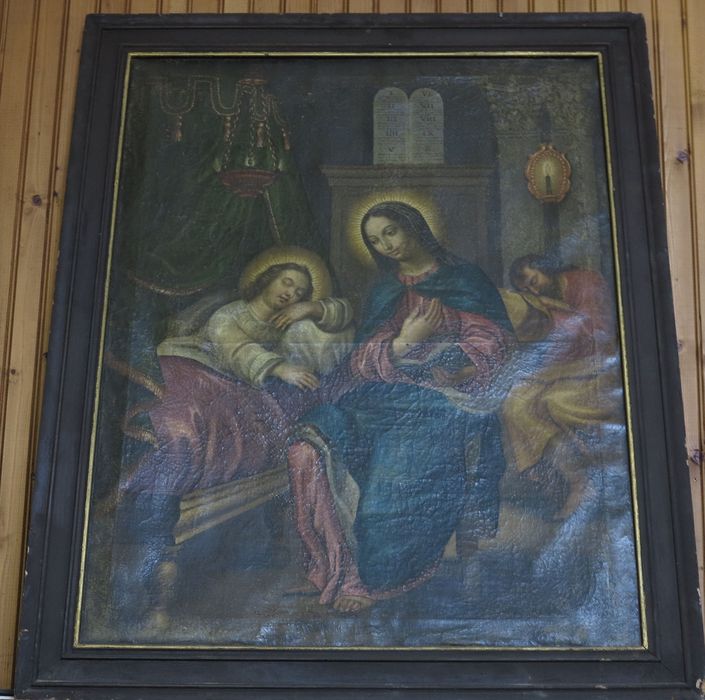 tableau : Vierge protégeant le sommeil de l'Enfant Jésus