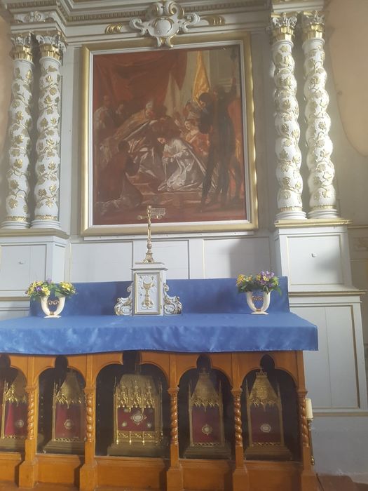 tableau d'autel : Baptême de Clovis par saint Rémy