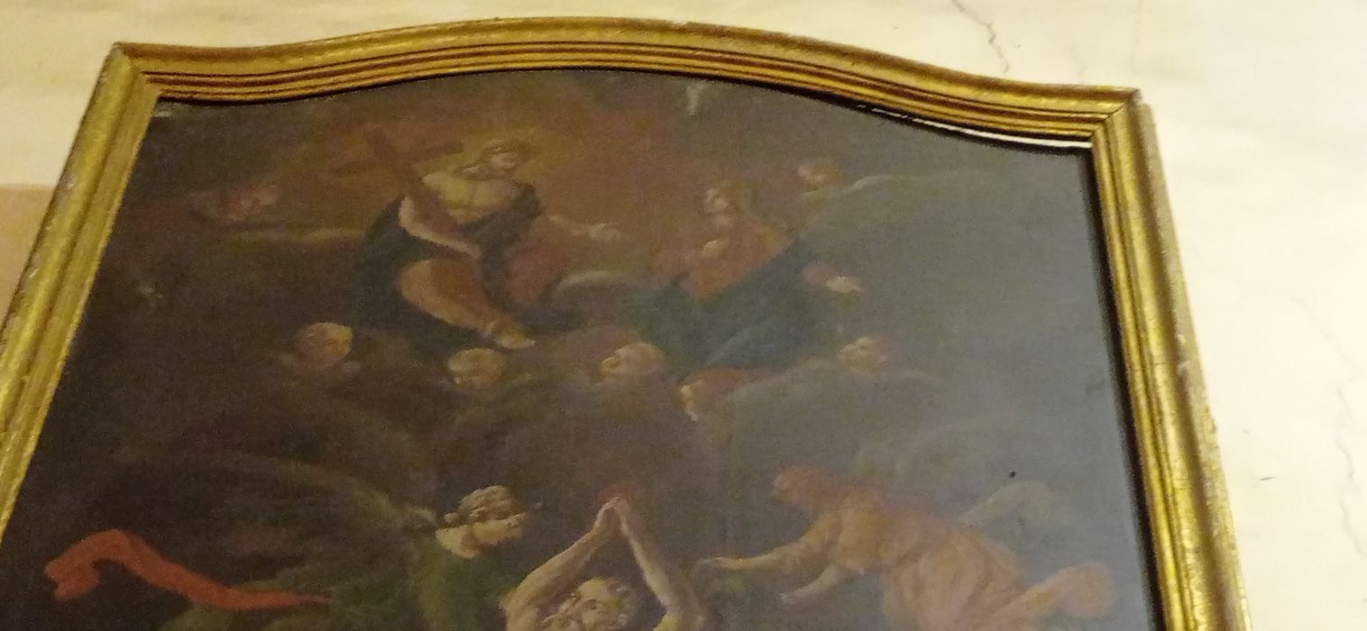 tableau : Délivrance des âmes du Purgatoire avec Marie et Jésus, vue partielle