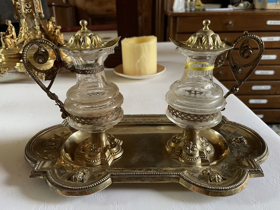 plateau, 2 burettes