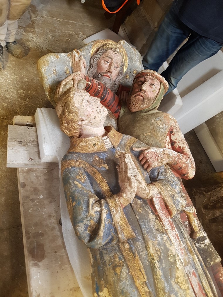 Groupe sculpté : La Lapidation de saint Étienne, partie supérieure