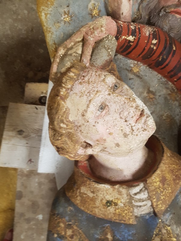 Groupe sculpté : La Lapidation de saint Étienne, tête du saint