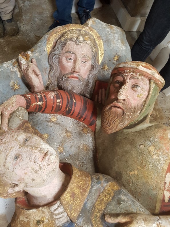 groupe sculpté : La Lapidation de saint Étienne, têtes des personnages