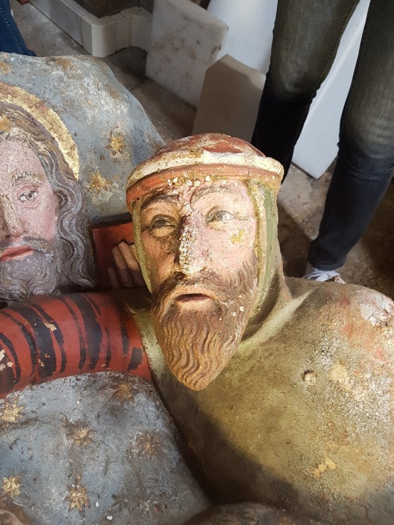 groupe sculpté : La Lapidation de saint Étienne, tête du bourreau