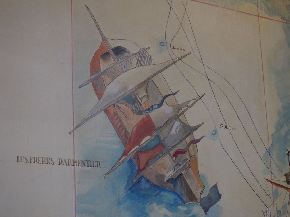 bureau de la présidente de la CNIL, peinture monumentale, détail du bateau des navigateurs Jean et Raoul Parmentier