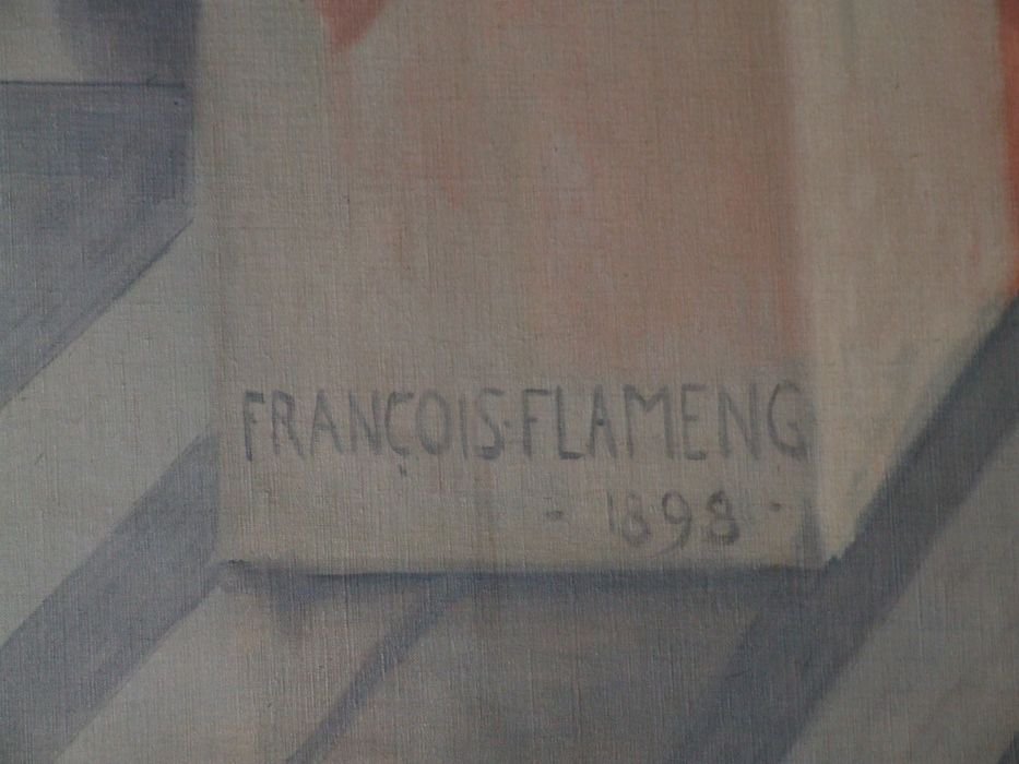 foyer, peinture monumentale :  La Tragédie grecque, détail de la signature et de la date