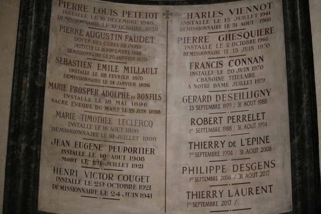 plaque commémorative des pasteurs ayant desservi l'église Saint-Roch n°2