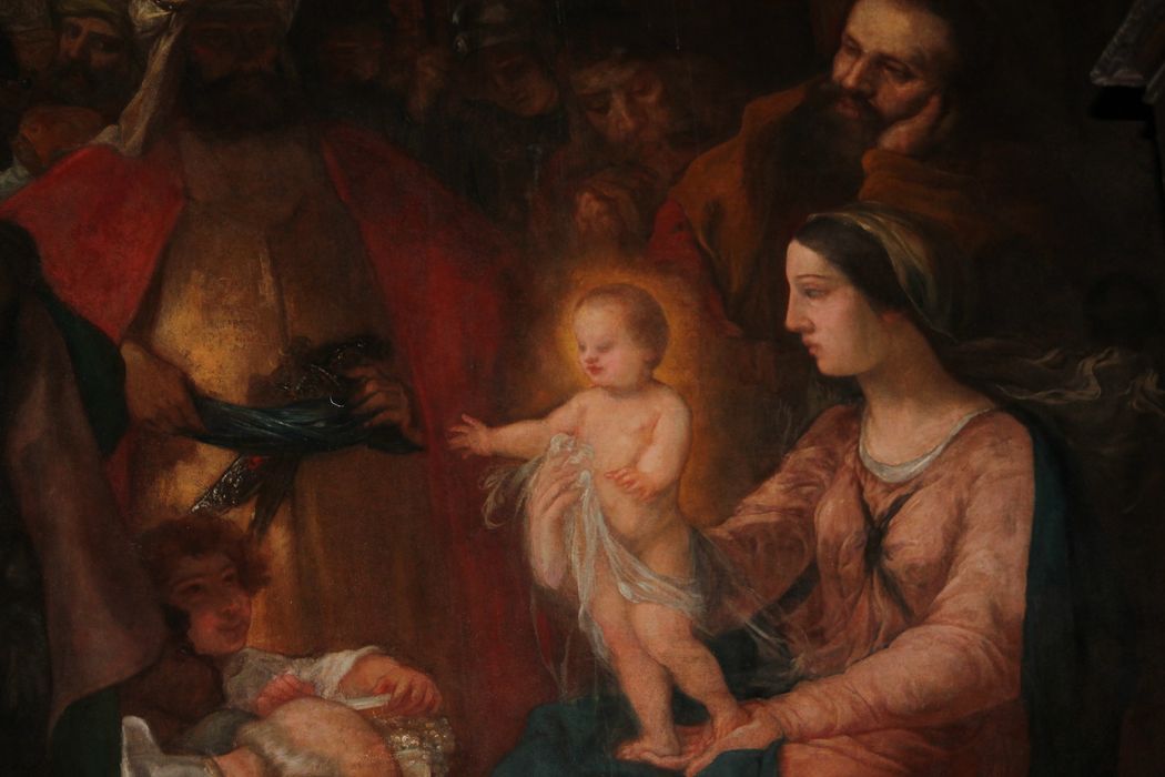 peinture monumentale du transept droit : L'Adoration des Mages, vue partielle