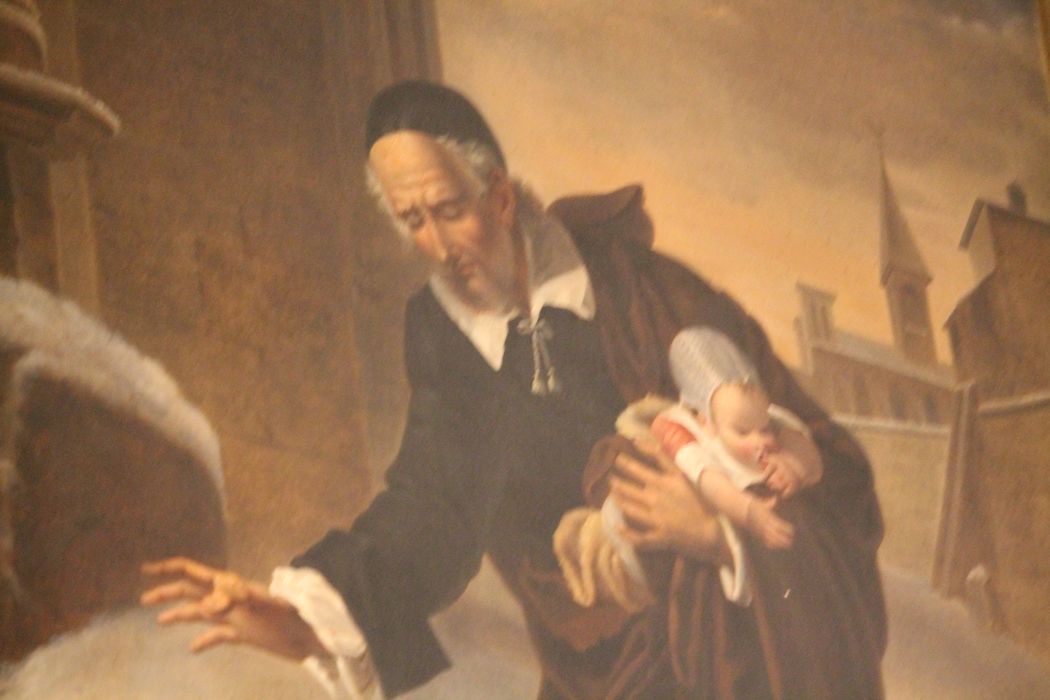 tableau : Saint Vincent de Paul recueillant les enfants abandonnés, détail