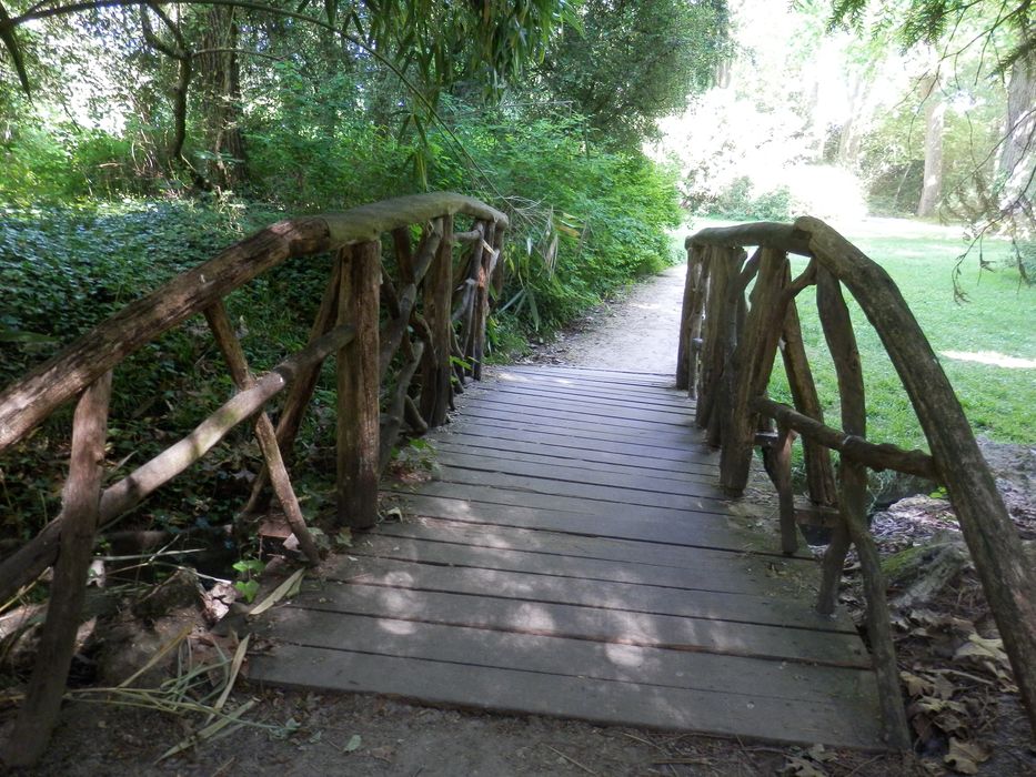 jardin anglais, pont en bois de platane