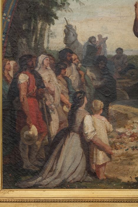 tableau : Saint Fiacre prêchant dans la Brie, détail - © Ministère de la Culture (France), Direction Régionale des Affaires Culturelles d'Île-de-France – Tous droits réservés 