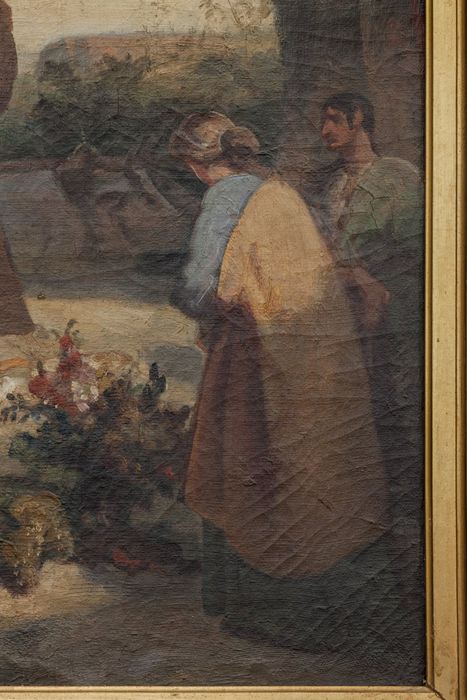 tableau : Saint Fiacre prêchant dans la Brie, détail - © Ministère de la Culture (France), Direction Régionale des Affaires Culturelles d'Île-de-France – Tous droits réservés 