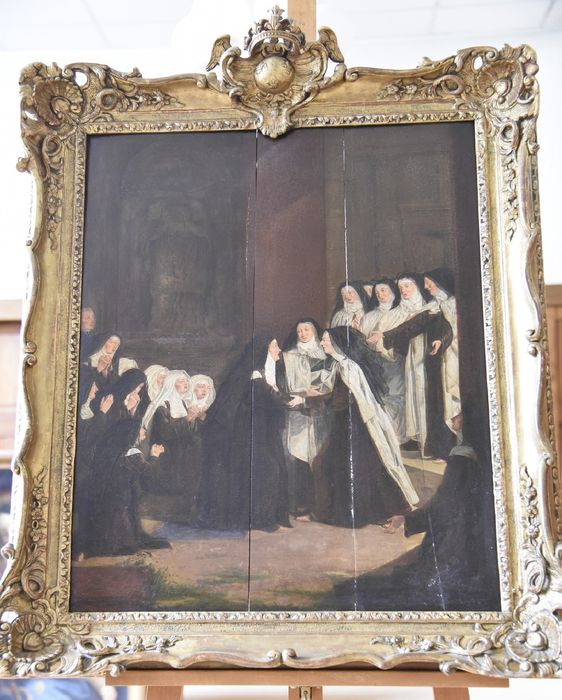 tableau, cadre : Madame Louise de France (mère Thérèse de Saint-Augustin) accueille les Carmélites de Bruxelles au Carmel de Saint-Denis - © Ministère de la Culture (France), Direction Régionale des Affaires Culturelles d'Île-de-France – Tous droits réservés 