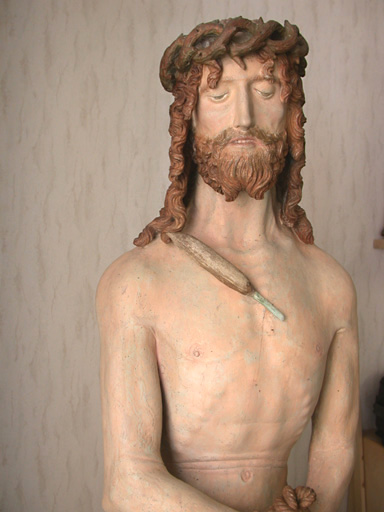 statue : Christ aux liens, partie supérieure après nettoyage (atelier Giordani, Rouen) - © Monuments historiques