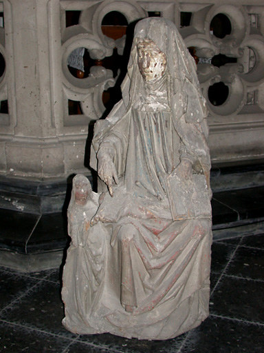 groupe sculpté : Sainte Anne et la Vierge ou l'éducation de la Vierge, vue générale, avant restauration