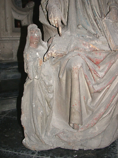 groupe sculpté : Sainte Anne et la Vierge ou l'éducation de la Vierge, la Vierge, avant restauration