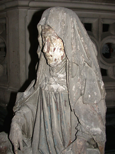 groupe sculpté : Sainte Anne et la Vierge ou l'éducation de la Vierge, Sainte Anne, avant restauration - © Monuments historiques